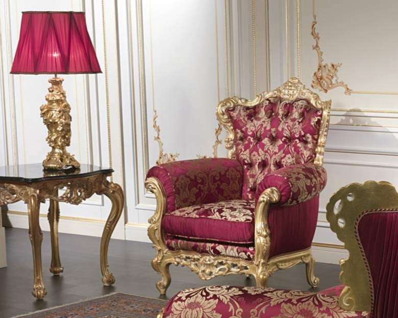 VIMERCATI BAROCCO ARMCHAIR: An opulent expression of classical European elegance, this living room ensemble captures the artistry and grandeur of traditional design. The collection features a stately sofa and matching
