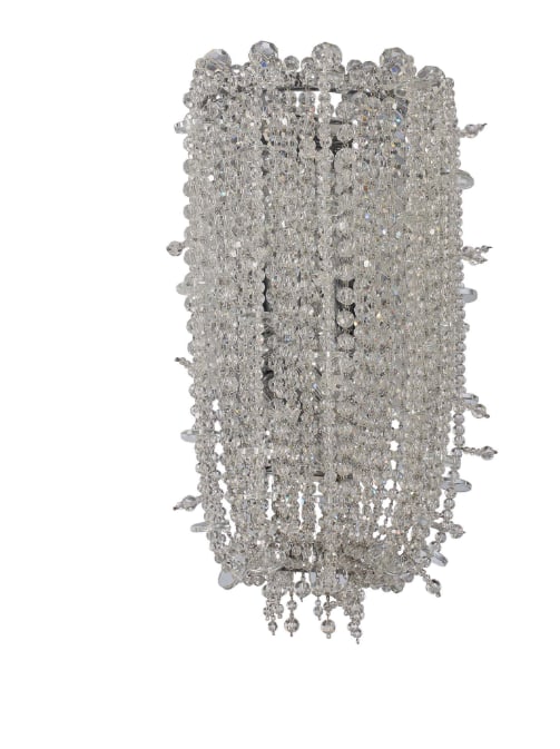 Allegri Cielo 3 Light Wall Sconce: Allegri's Cielo 3 Light Wall Sconce features a stylish crystal frame structure and a classic empire form. With multiple layers of crystal strands radiating an ice glow, the dazzling Firenze