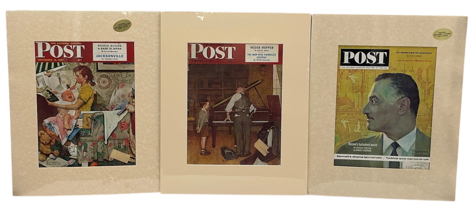 "The Saturday Evening Post Covers (Set of 3)" by Norman Rockwell (USA, 1894-1978) Lithograph on: This collection features three iconic cover illustrations by Norman Rockwell for The Saturday Evening Post. Provenance for this set includes the