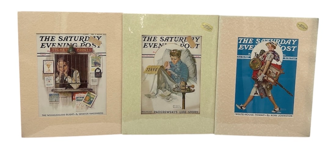 "The Saturday Evening Post Covers (Set of 3)" by Norman Rockwell (USA, 1894-1978) Lithograph on (1 of 2)