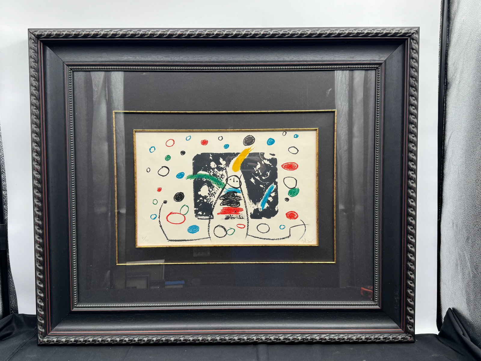 'L'Enfance D'Ubu' by Joan Miro (Spain, 1893-1983) Lithograph: Description: Joan Miro (Spanish, 1893-1983) color lithograph from 'L'Enfance D'Ubu', 1975. Signed 'Miro' in the lower right. Numbered 81/120 in the lower left. Matted and