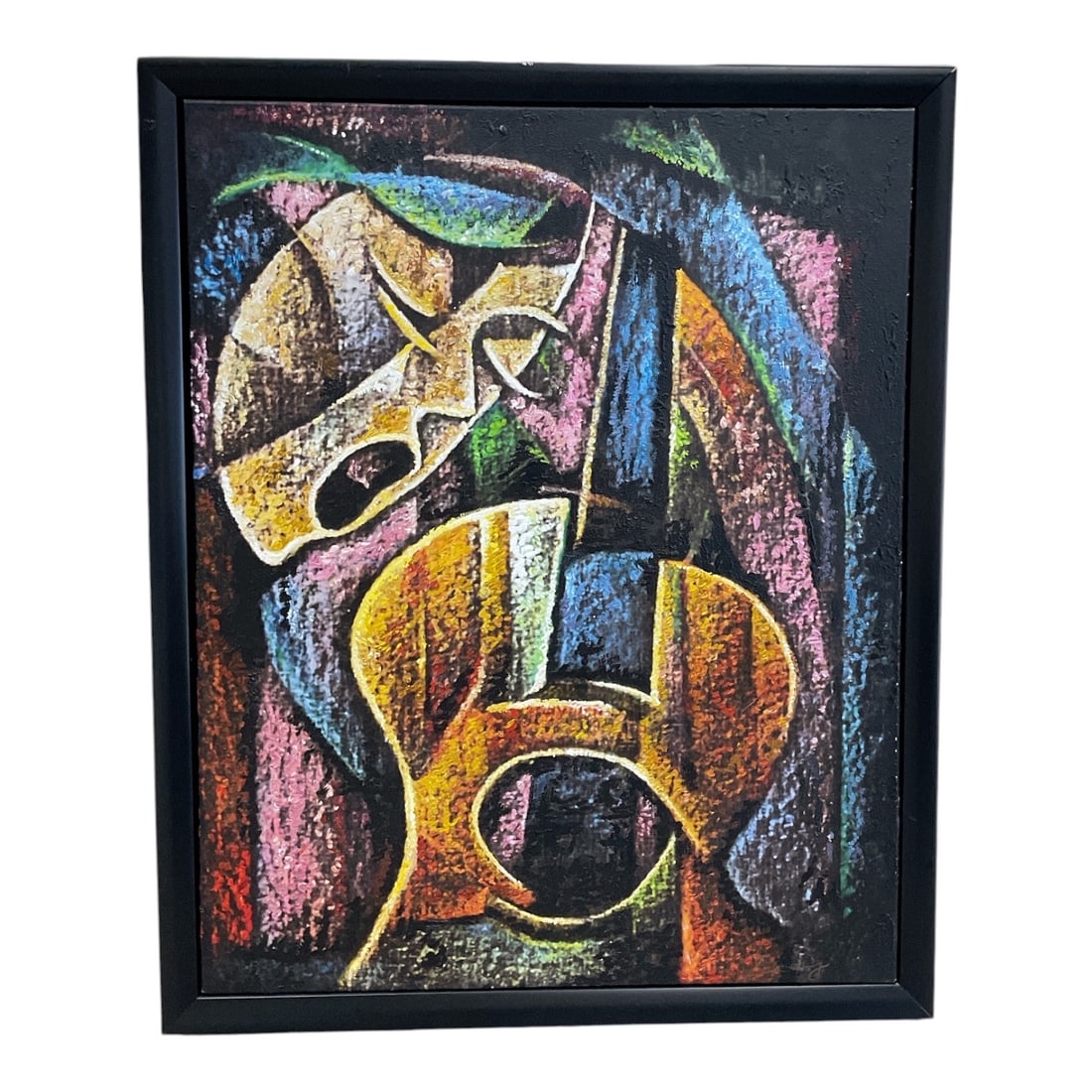 "Harmony" by Zinovy Shersher (Russia/United States, B.1947) Mixed Media on Canvas: This vibrant mixed media work, titled "Harmony," is a 2012 creation by Soviet-born artist and composer Zinovy Shersher. The composition is a visual manifestation of the artist's dual pas