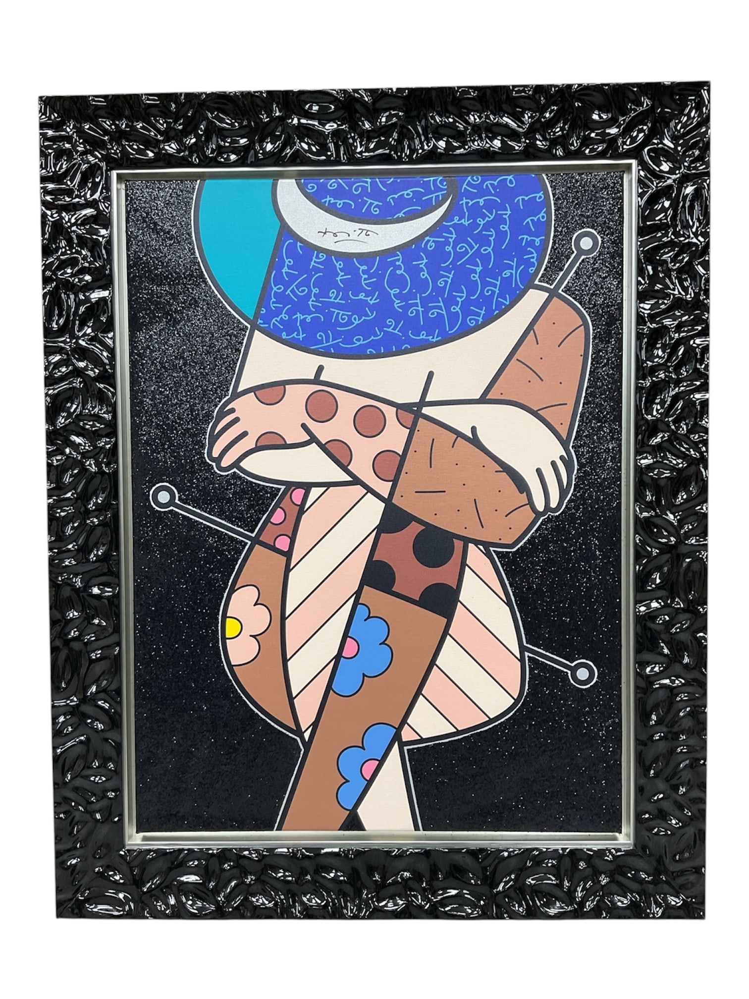 “Bellezza di Capri (Black)?? by Romero Britto (Brazil, b. 1963), Limited Edition Print on Canvas: Vibrant and highly recognizable limited edition print on canvas titled “Bellezza di Capri (Black)” by internationally acclaimed Brazilian artist Romero Britto. Created in 2017, this work e