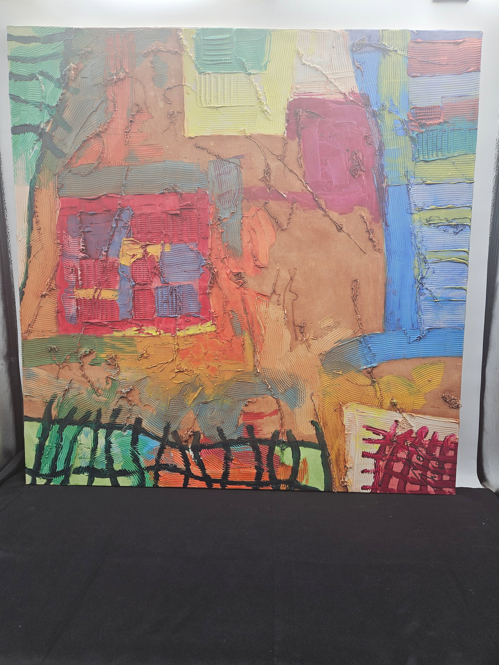 Abstract Geometric Impasto Painting, Artist Unknown (1 of 4)