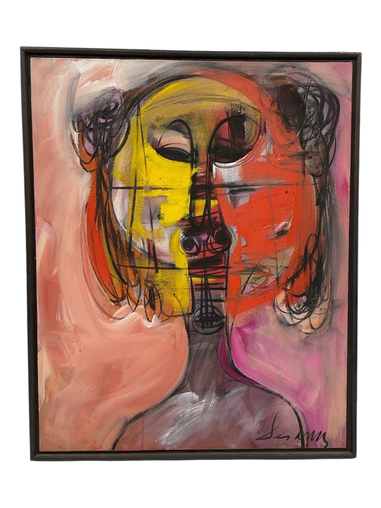 "Cabeza de niña" by Jesus Desangles (Dominican, B.1953) Mixed Media on Canvas (1 of 5)