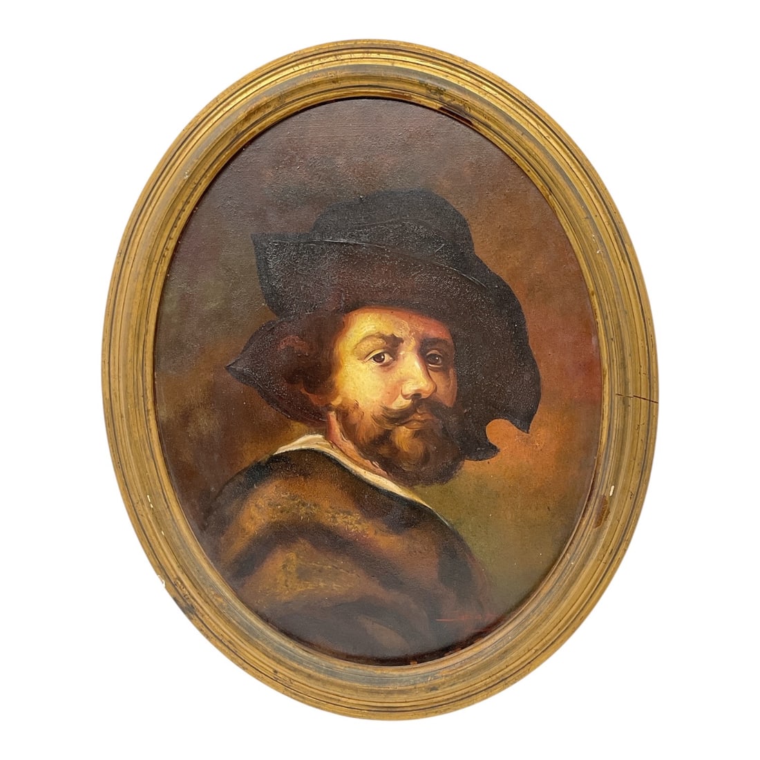 Self-Portrait of Peter Paul Ruben Oil on Board: This work is a fine 19th or early 20th-century oil on canvas portrait, executed after the famous 1623 self-portrait by the Flemish Baroque master Peter Paul Rubens. The artist captures Rubens in his