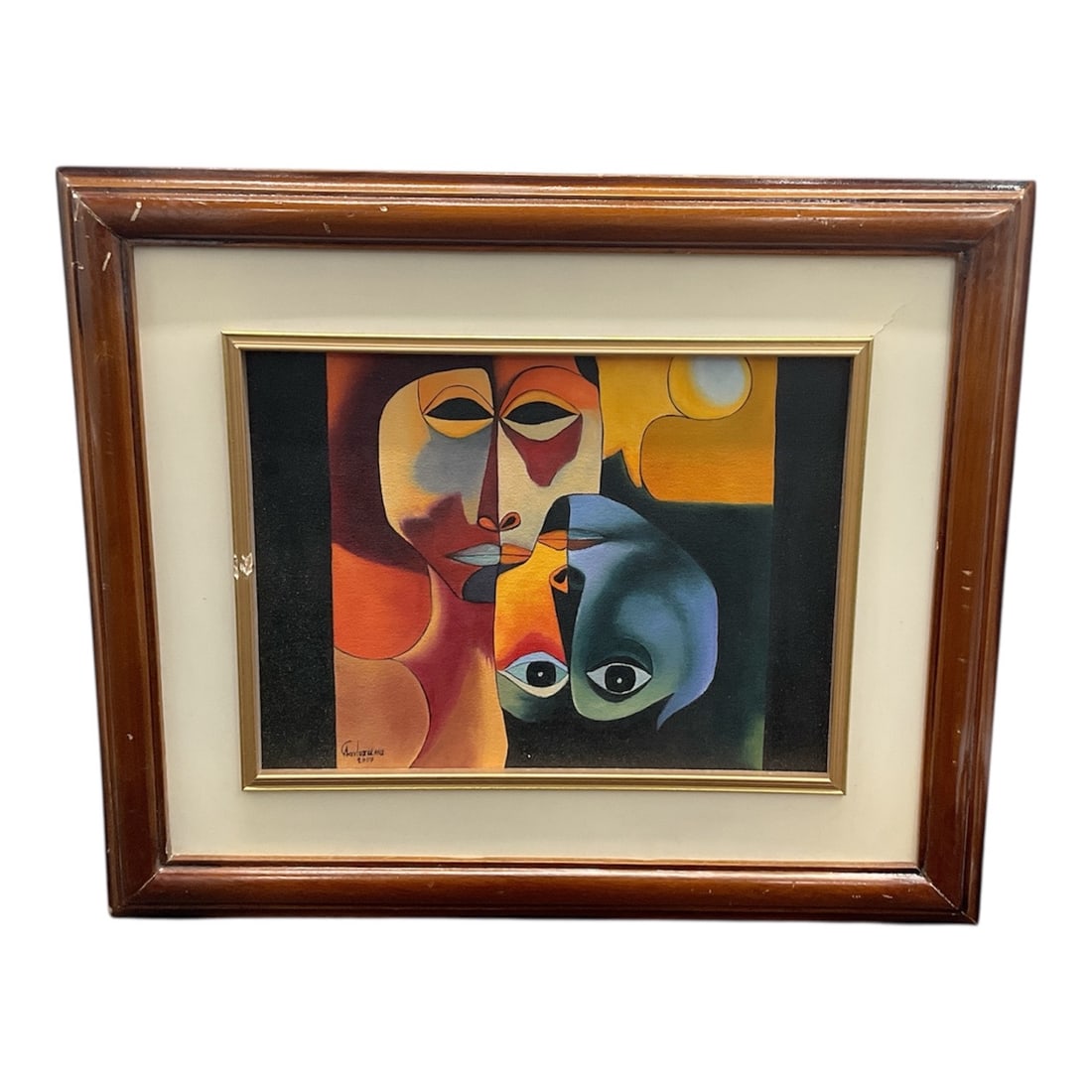 "Two Faces," by Carlos Ama, Cuban Artist, Oil on Canvas, Dated 2007 (1 of 5)