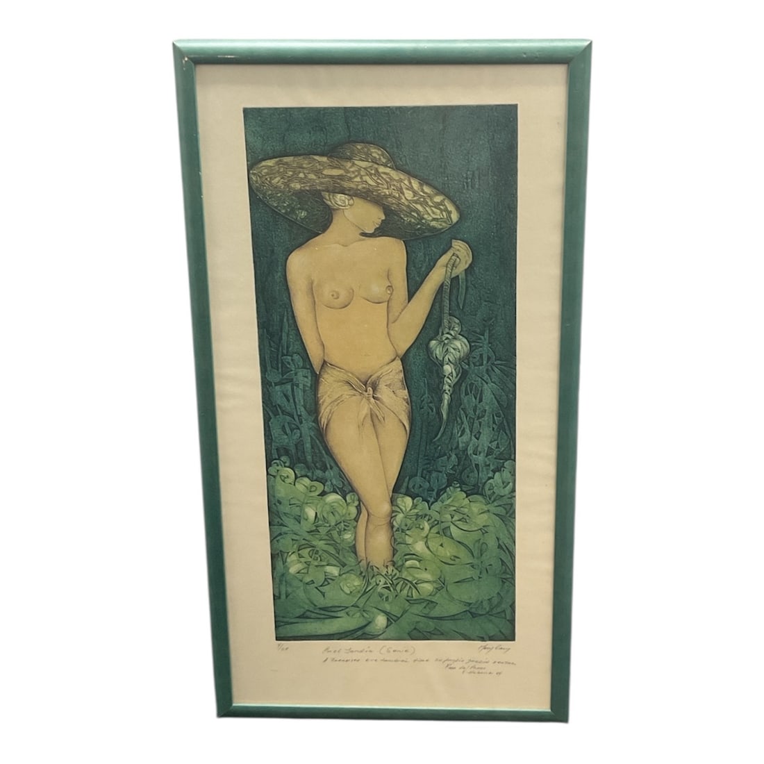 Mary Cary Díaz García (Cuban, b. 1965) – "En el Jardín (Serie)," Limited Edition Lithograph: DescriptionAn evocative and masterfully executed limited edition print by renowned Cuban artist