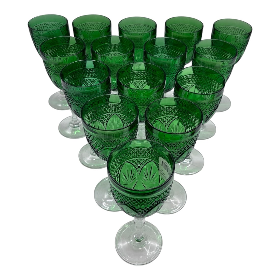 (15) Emerald Longchamp Crystal Goblets - 2