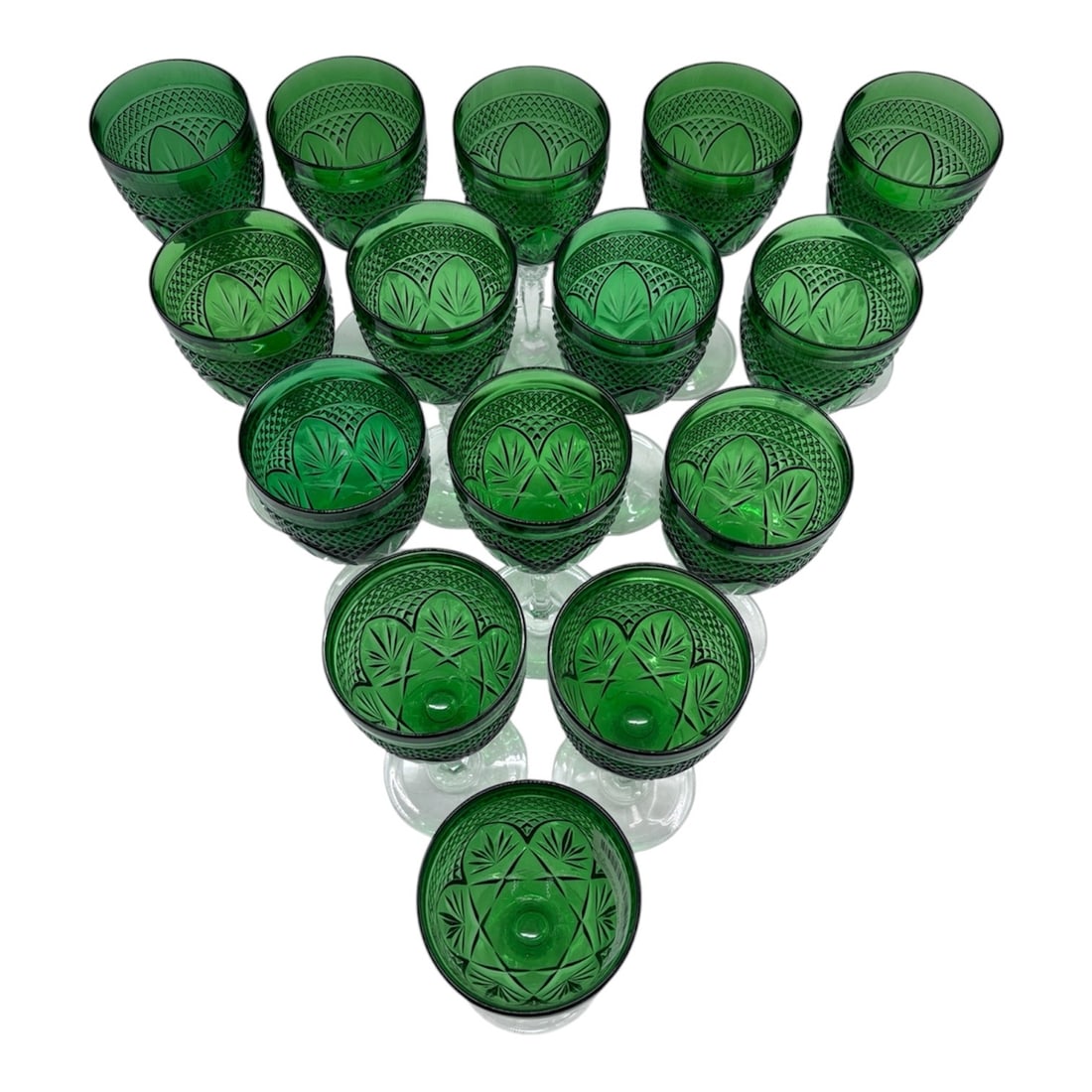 (15) Emerald Longchamp Crystal Goblets - 3