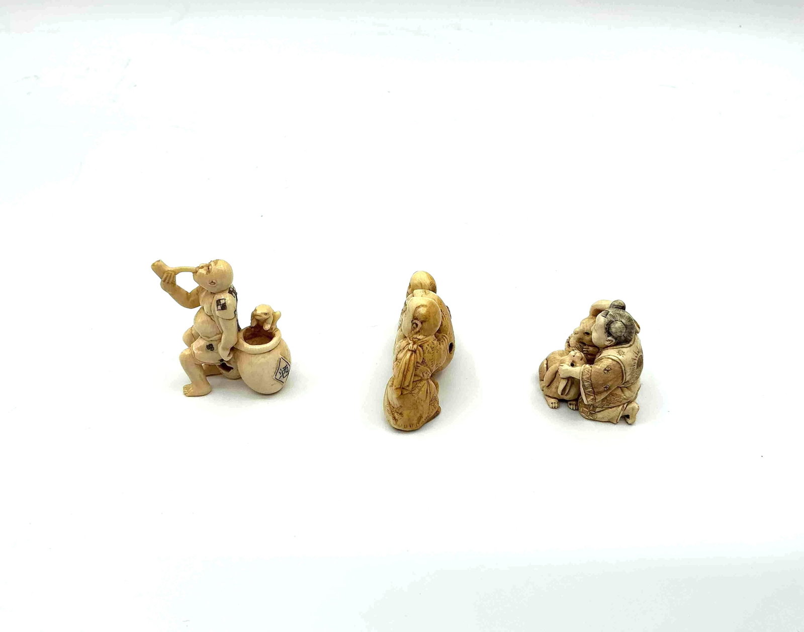 Three Japanese Style Netsuke Figurines - 2