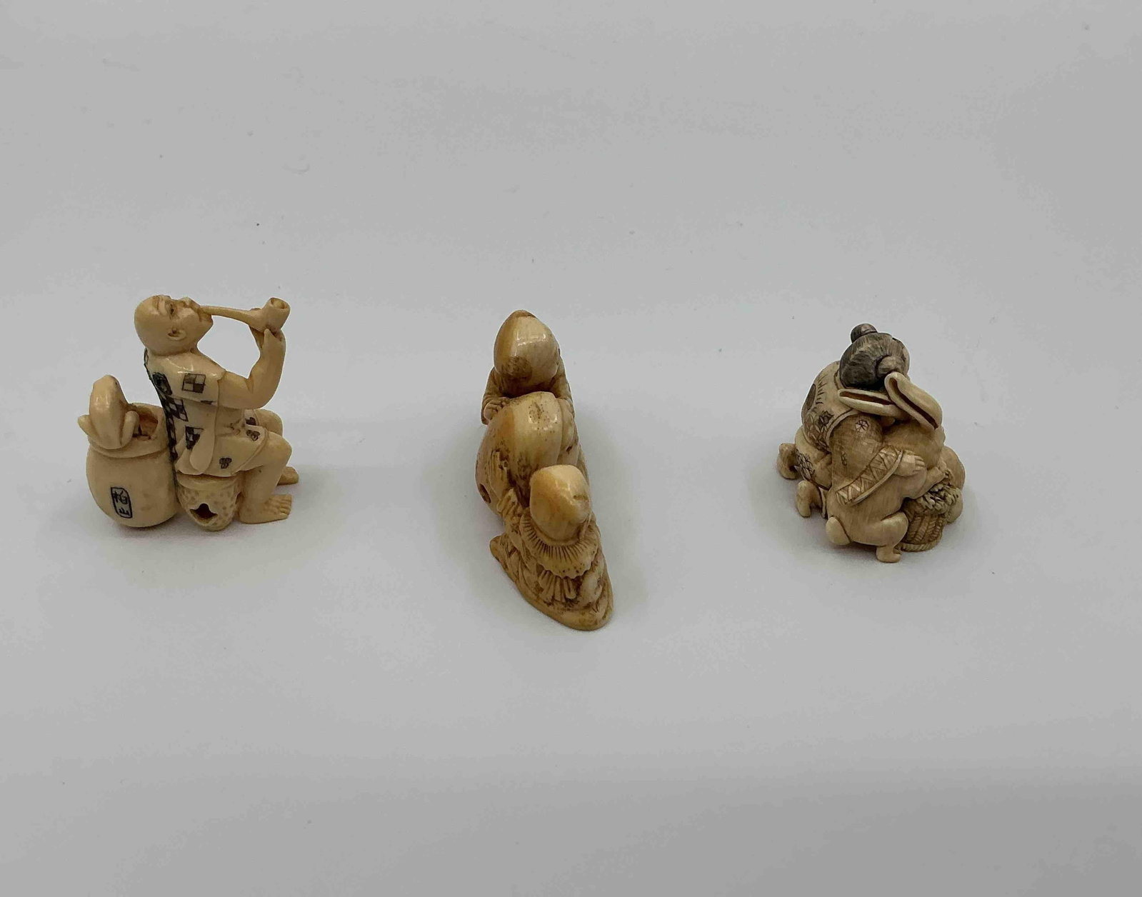 Three Japanese Style Netsuke Figurines - 4