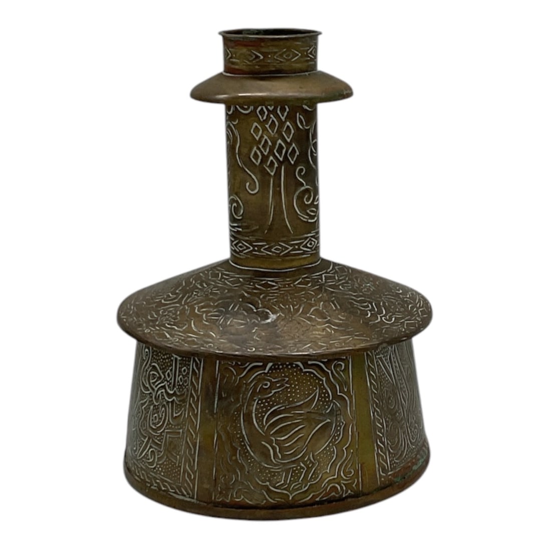 Rare Mamluk Silver-Inlaid Brass Candlestick (1 of 1)