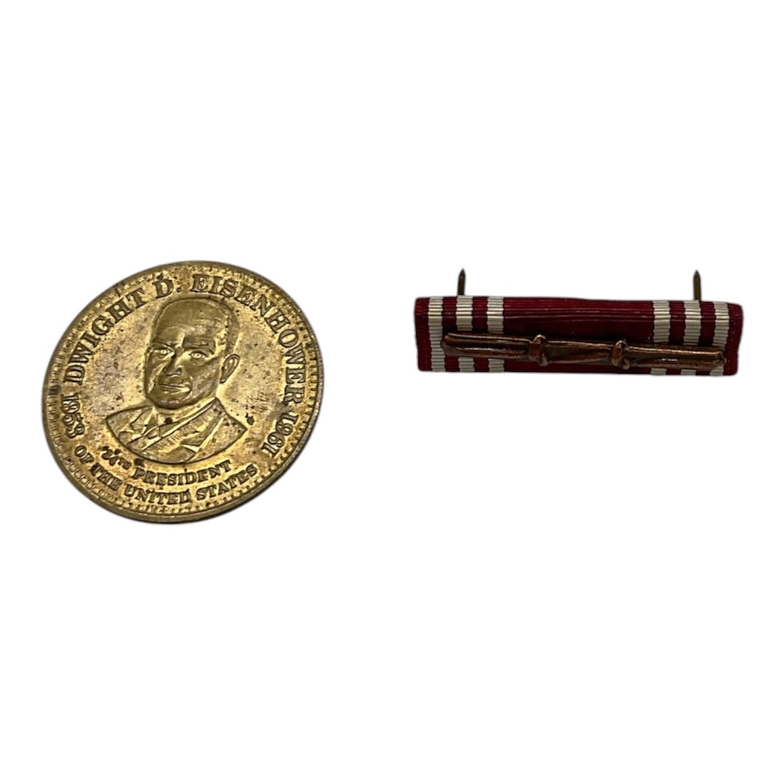 U.S. Navy Good Conduct Medal with Ribbon Bar: United States Navy Good Conduct Medal and corresponding ribbon bar from the World War II era. The medal was awarded for exemplary behavior, efficiency, and fidelity during active military service. The