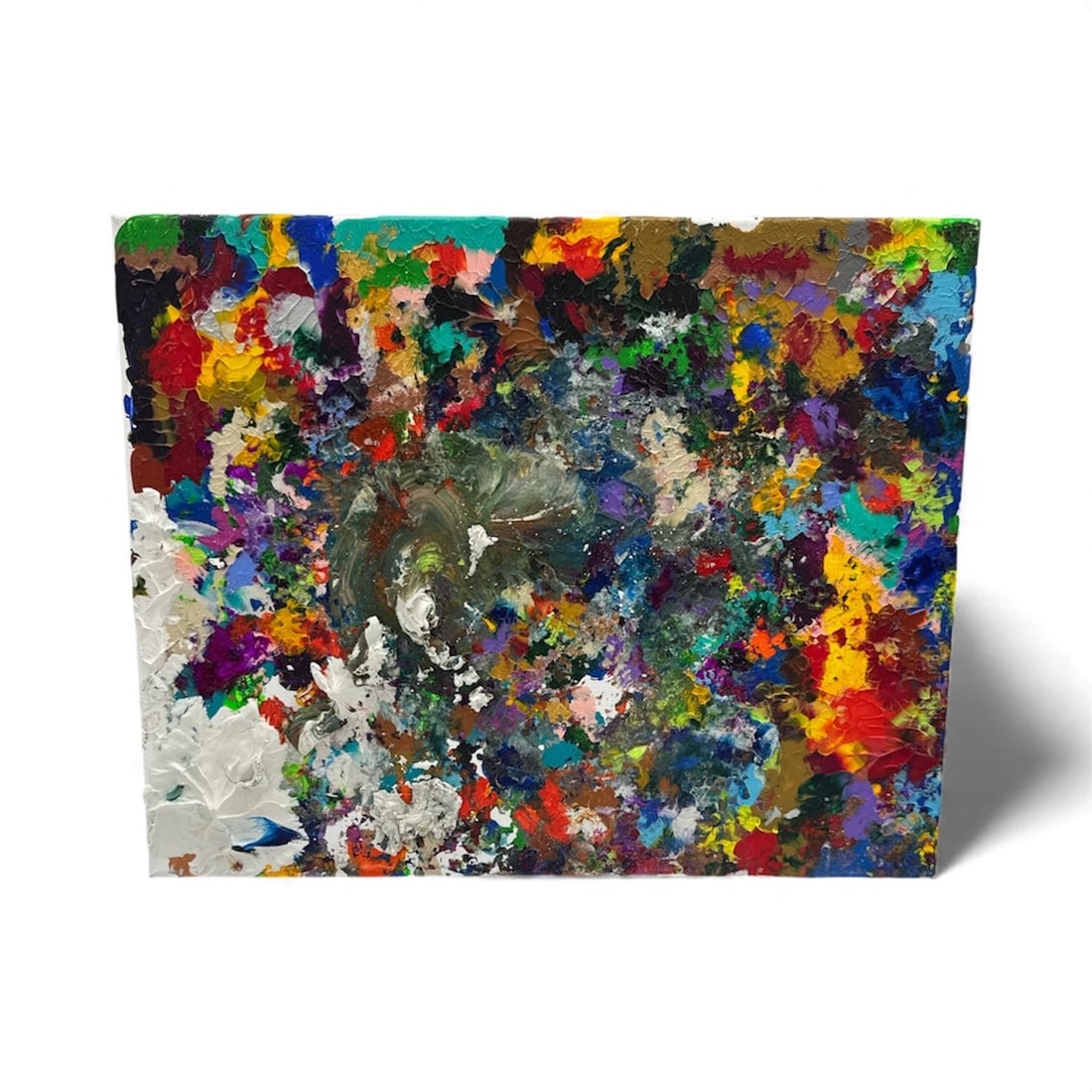 Pingo Color Storm: A dense, explosive field of saturated color where bold strokes, layered textures, and energetic splatters collide. The composition pulses with movement, revealing subtle forms beneath the chaos—