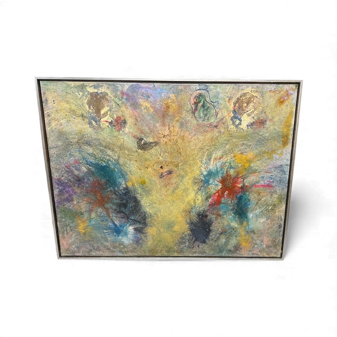 In the Eye of the Storm - Original Mixed Media Painting by Gol: A dynamic and atmospheric abstract work by Gol, “In the Eye of the Storm” draws viewers into a swirling, almost celestial field of color and motion. Layers of textured media blend soft
