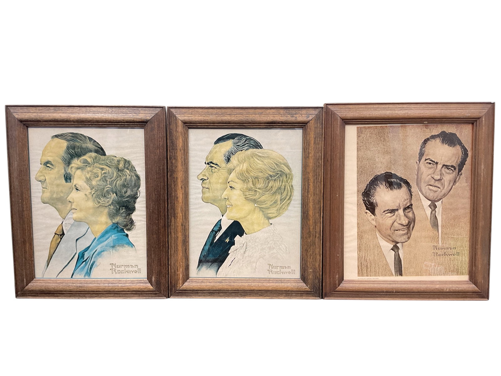 "Set of Three Political Portraits: Nixon, Agnew, and Culligan" by Norman Rockwell (United States, (1 of 2)