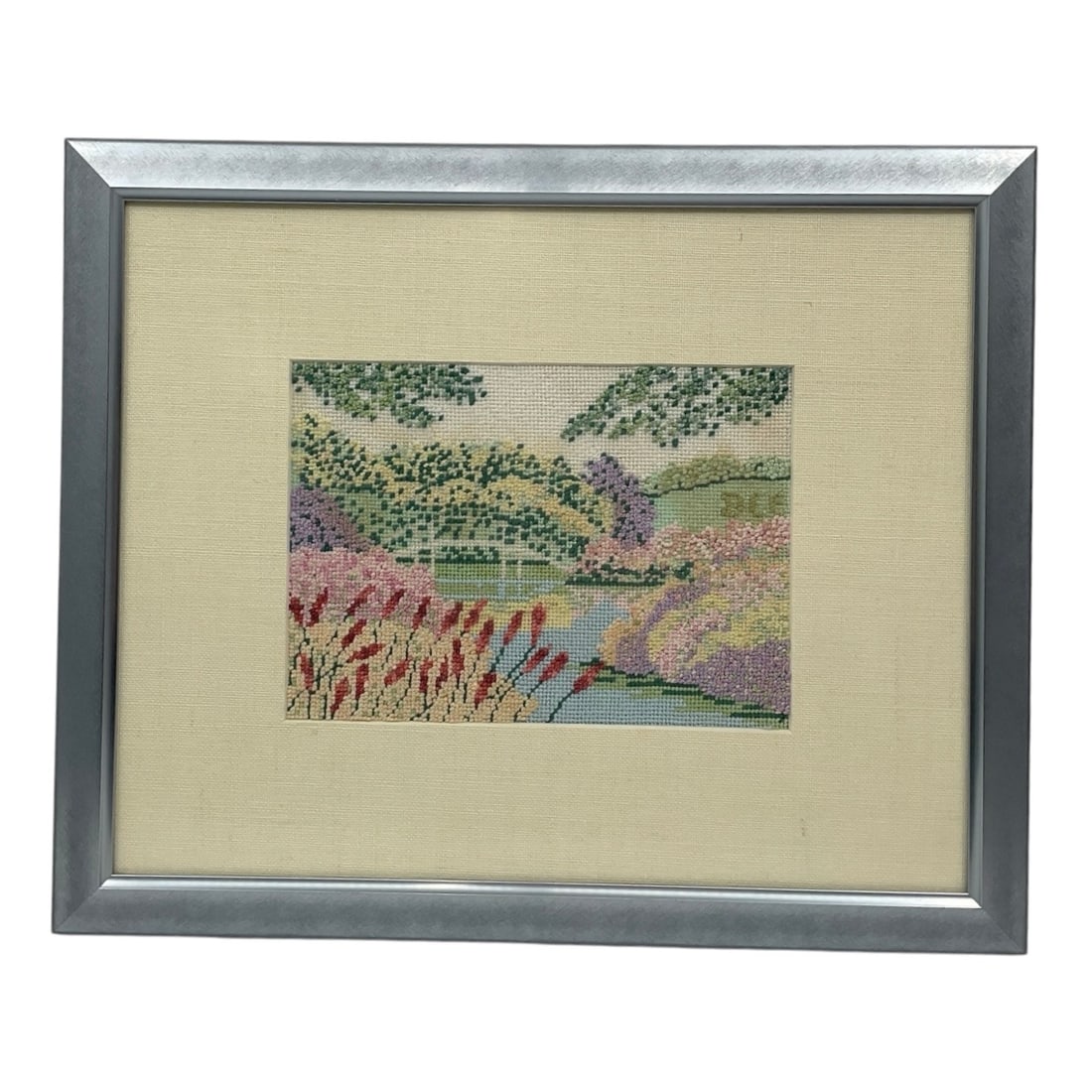 Framed Pastoral River Landscape Needlepoint (1 of 3)