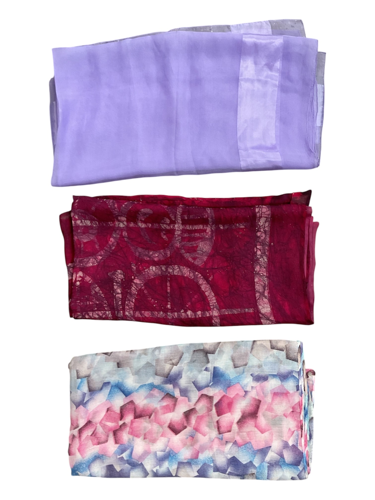 Group of Three Vintage Fashion Scarves with Abstract and Decorative Designs (1 of 4)