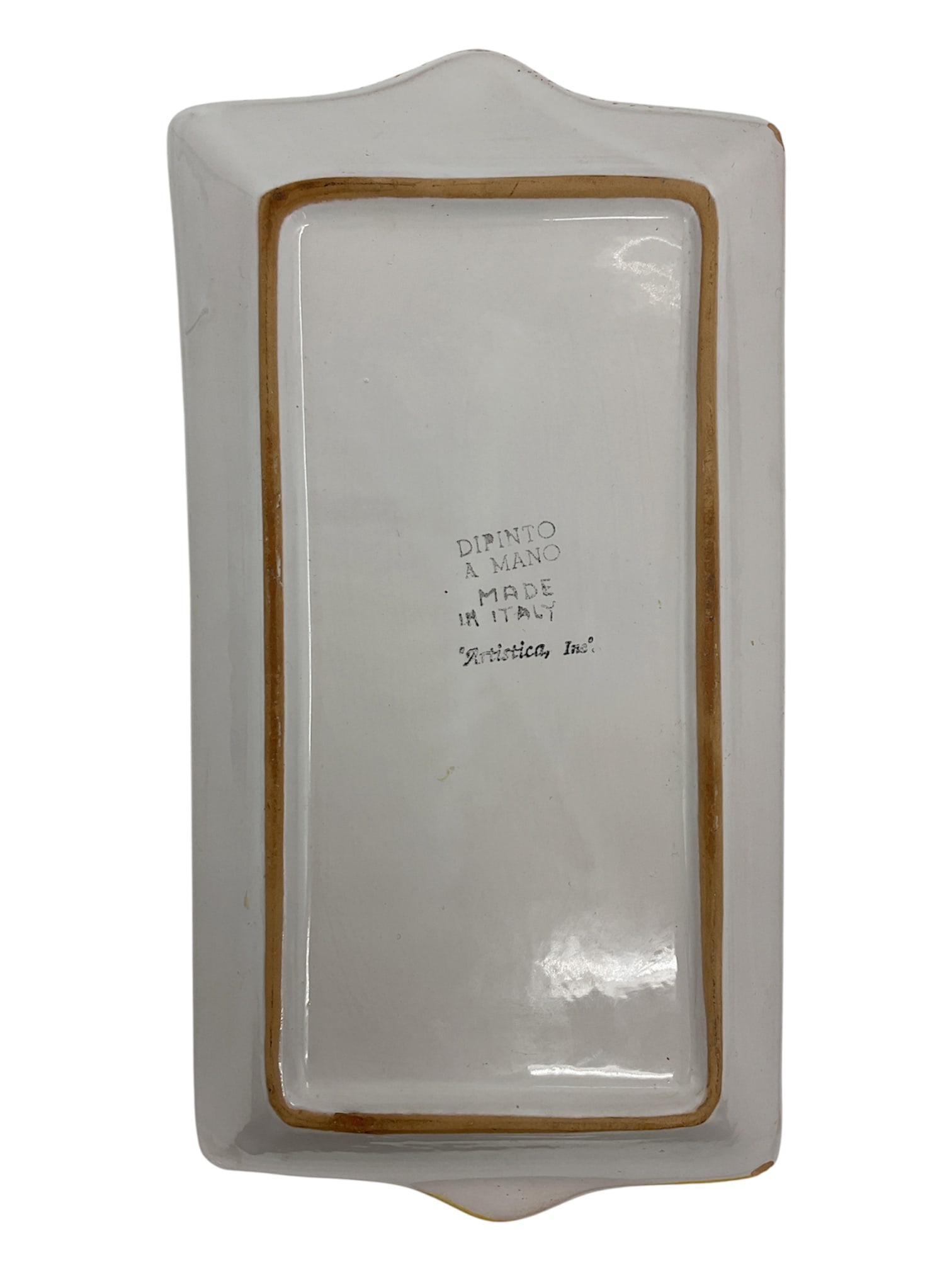 Italian Hand-Painted Ceramic Rectangular Tray with Mythical Creature - 3