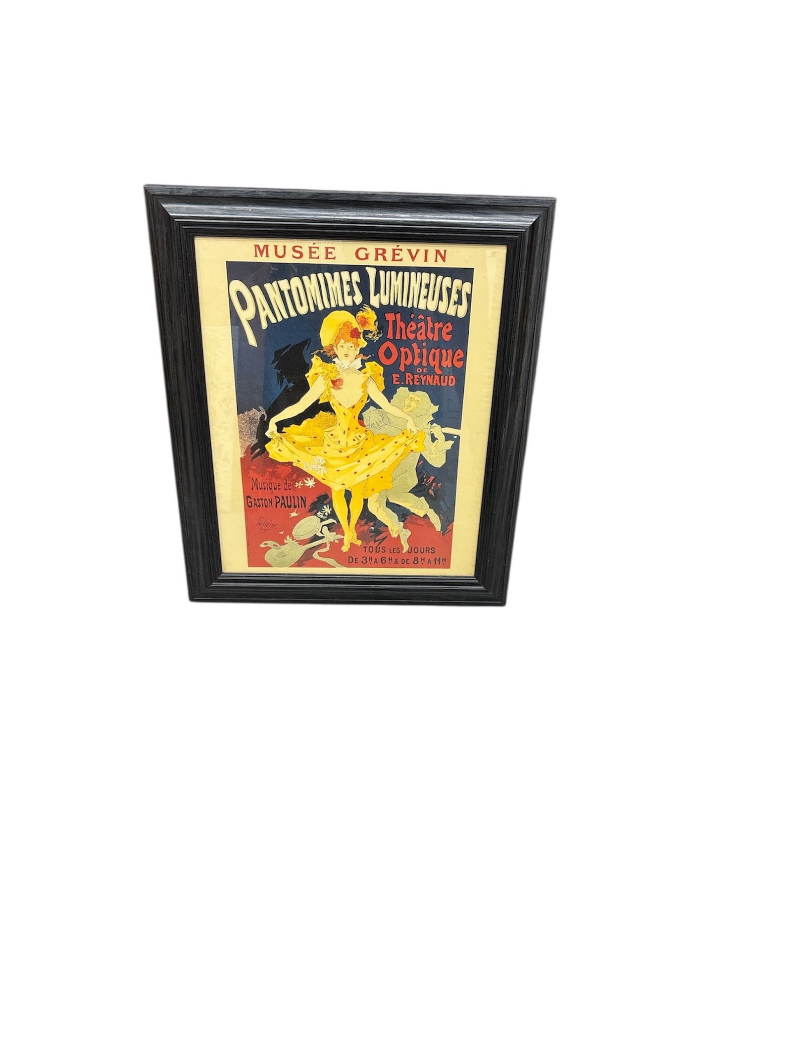 Vintage French Art Nouveau Poster Print: Jules Chéret's "Musée Grévin: Pantomimes Lumineuses": Description This listing is for a framed vintage reproduction print of the iconic French Art Nouveau poster designed by Jules Ch&