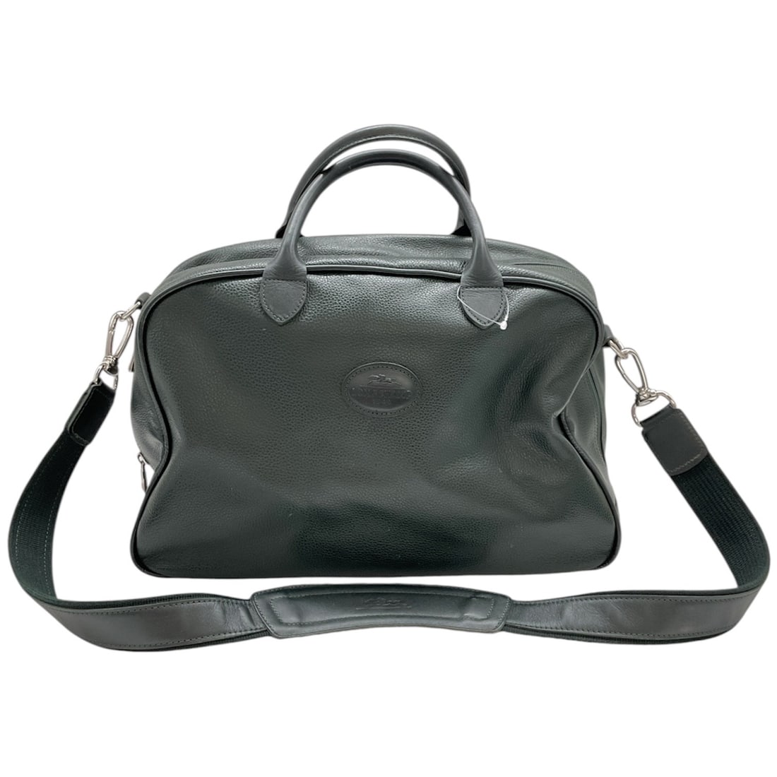 Longchamp Pebbled Leather Travel Bag, Dark Green (1 of 8)