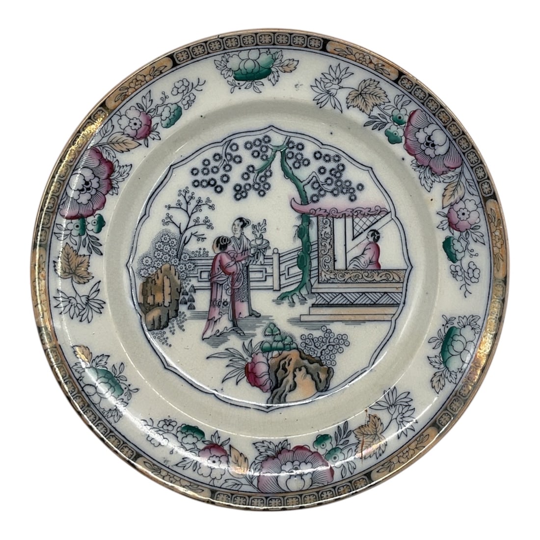 Mid-Victorian Era Chinoiserie Transferware Plate (1 of 3)