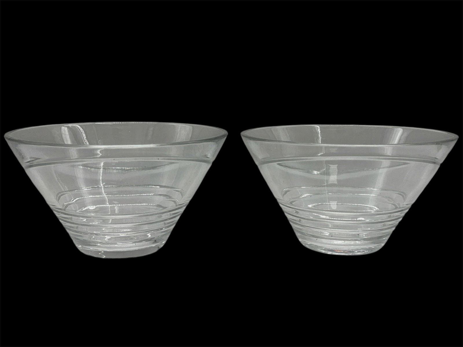 Pair of Modern Clear Glass Serving Bowls (1 of 2)