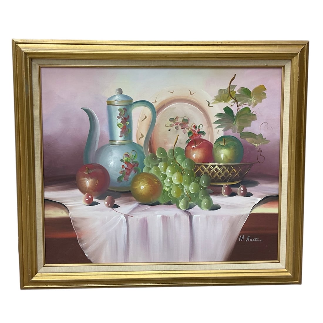 Still Life with Fruit and Pitcher by M. Austin Oil on Canvas (1 of 4)