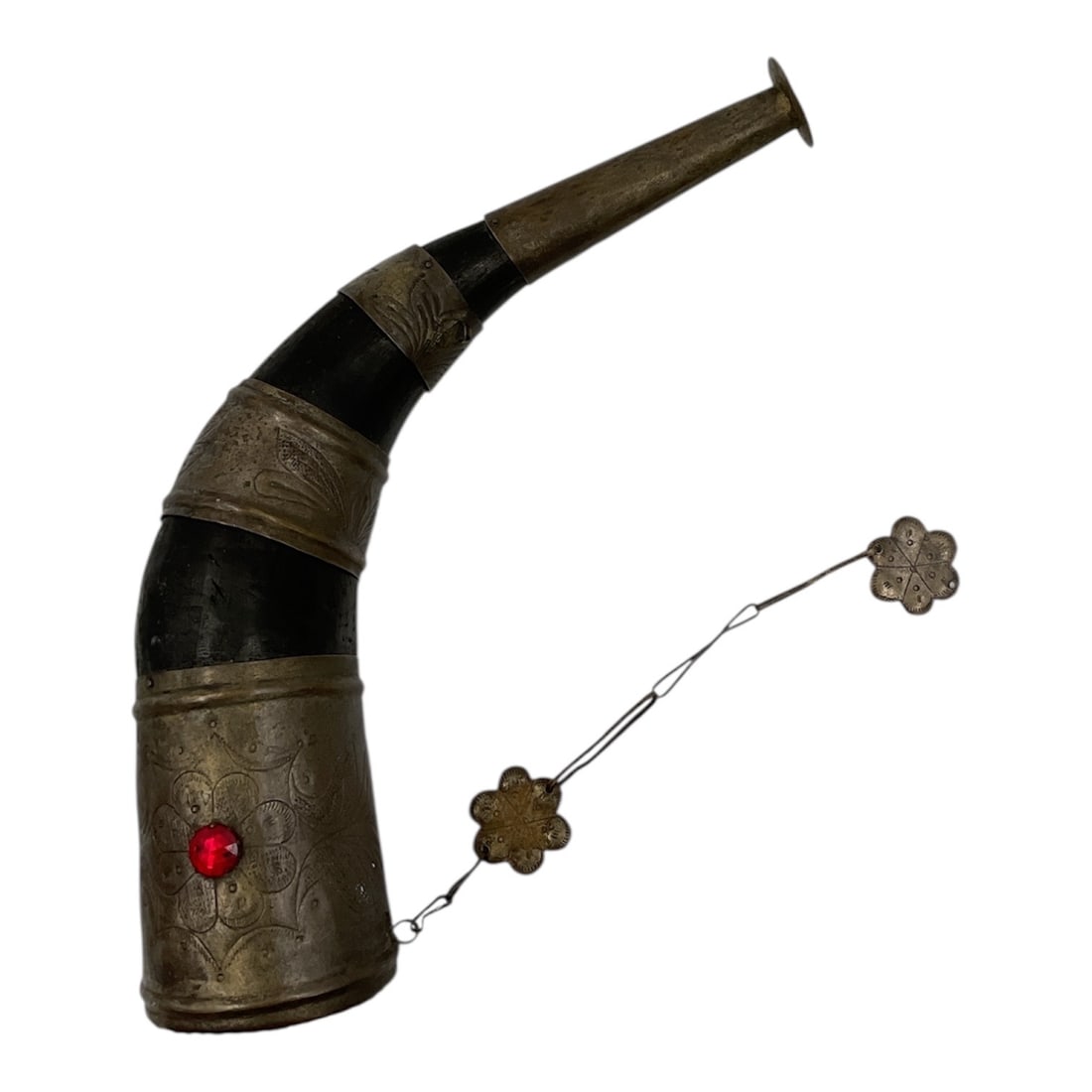 Ornate Shofar with Metal Mounts (1 of 3)