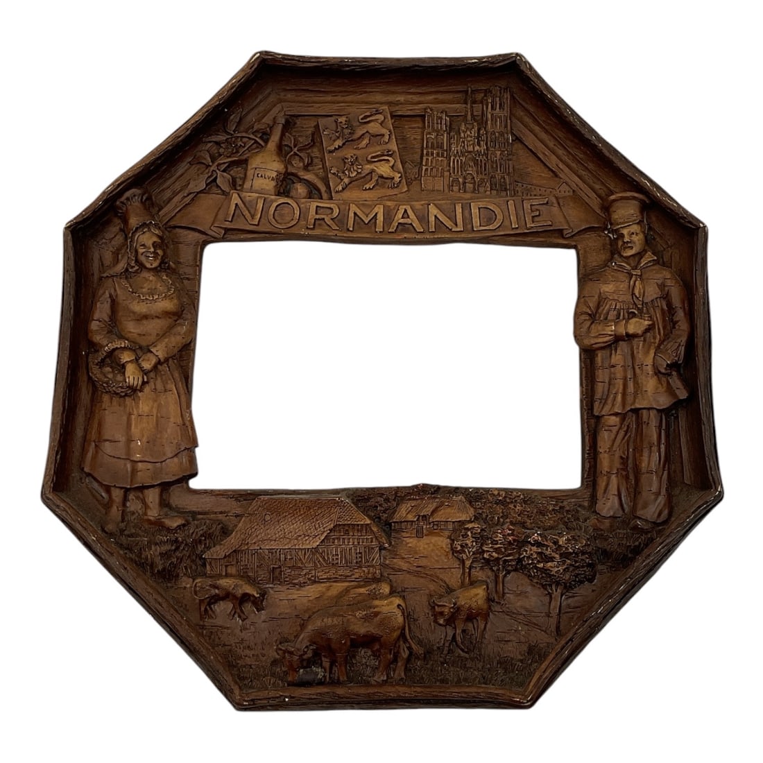 Carved Wooden Normandy Souvenir Frame (1 of 2)