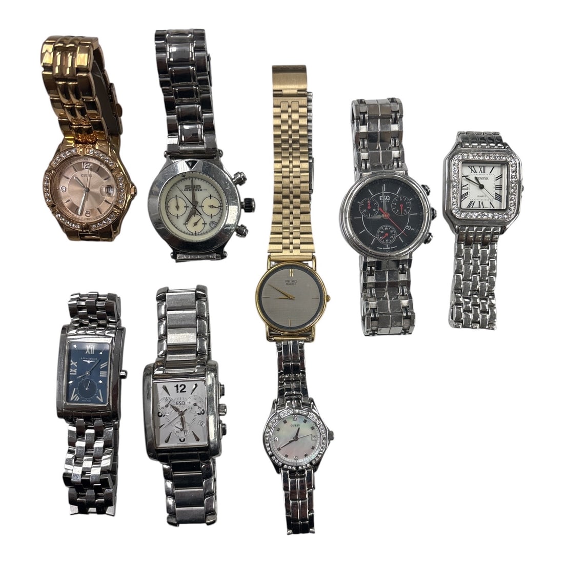 Assorted Lot of 8 Wristwatches Including Seiko, Longines, Guess, and ESQ (1 of 1)
