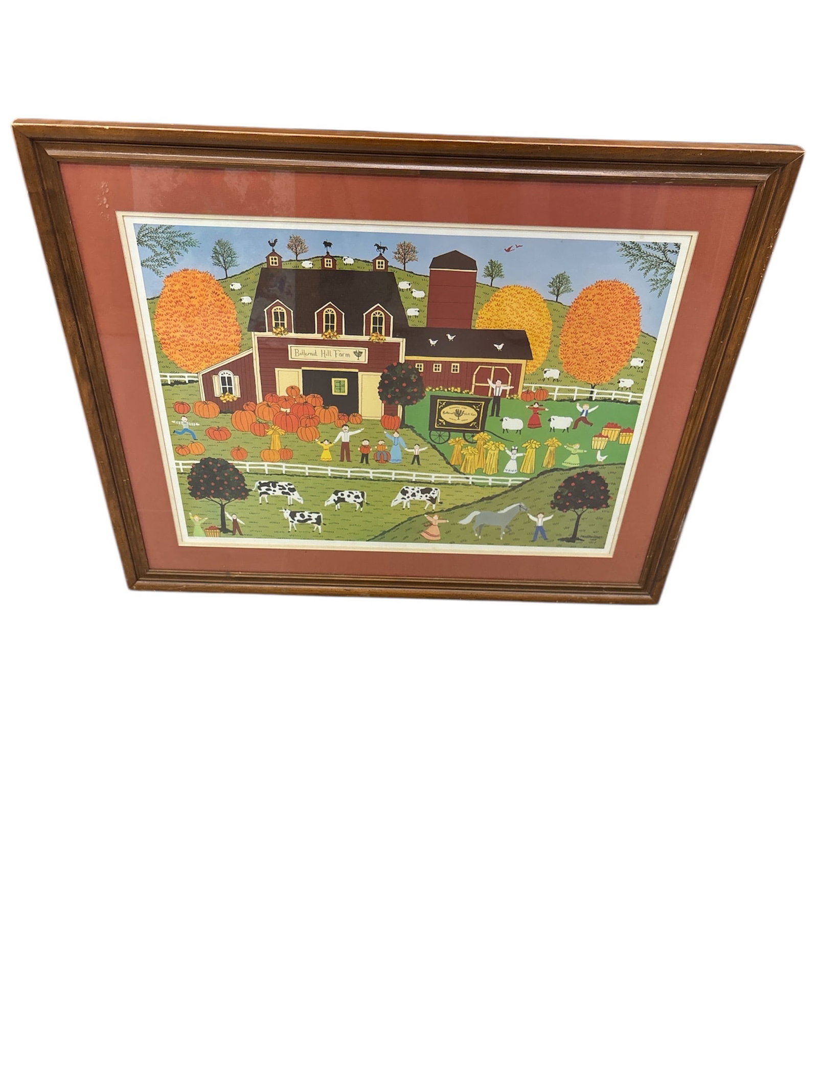 Cate Mandigo "Harvest Time" Signed American Folk Art Print, Framed: Description Overview:
