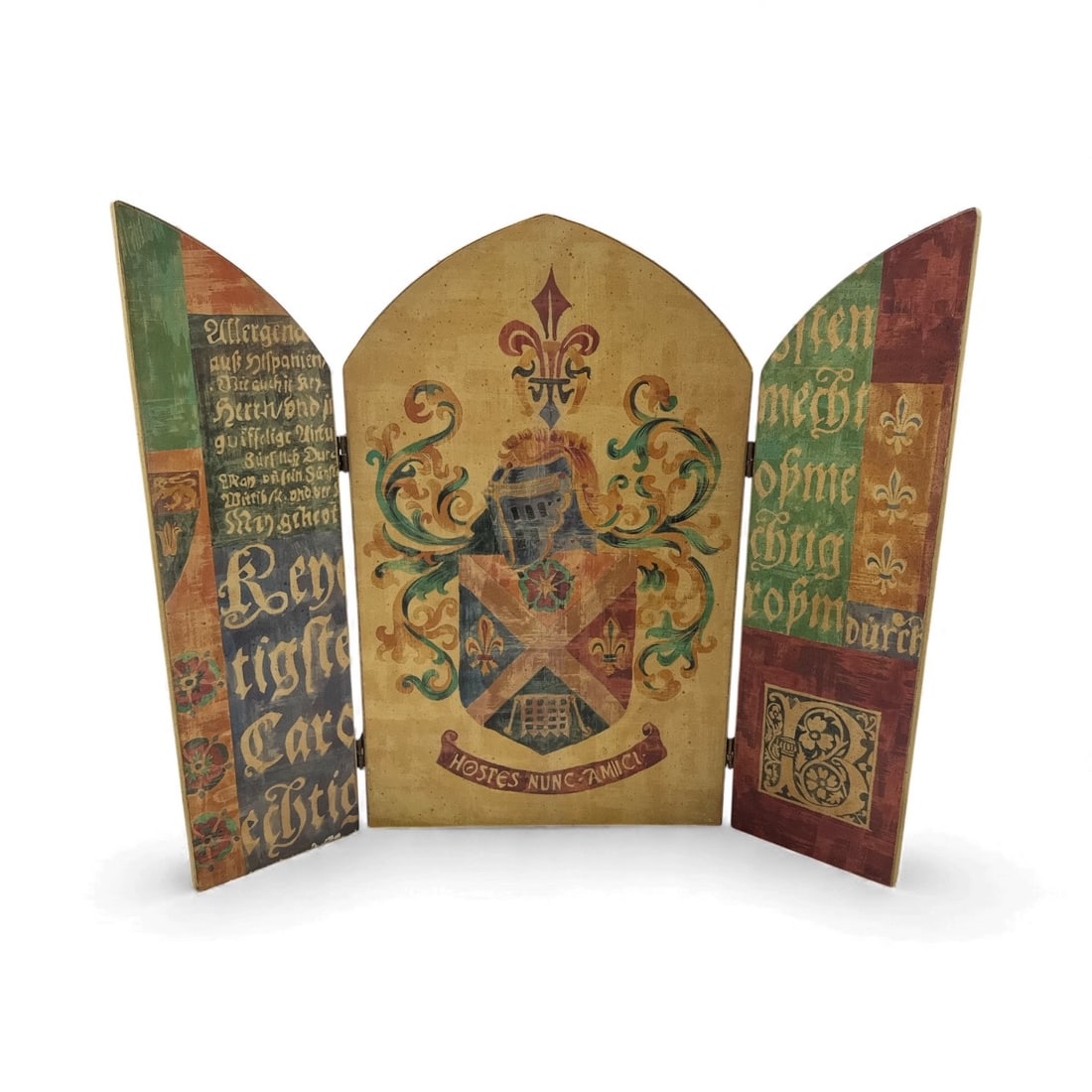 Painted Triptych Panel with Heraldic Crest - 2