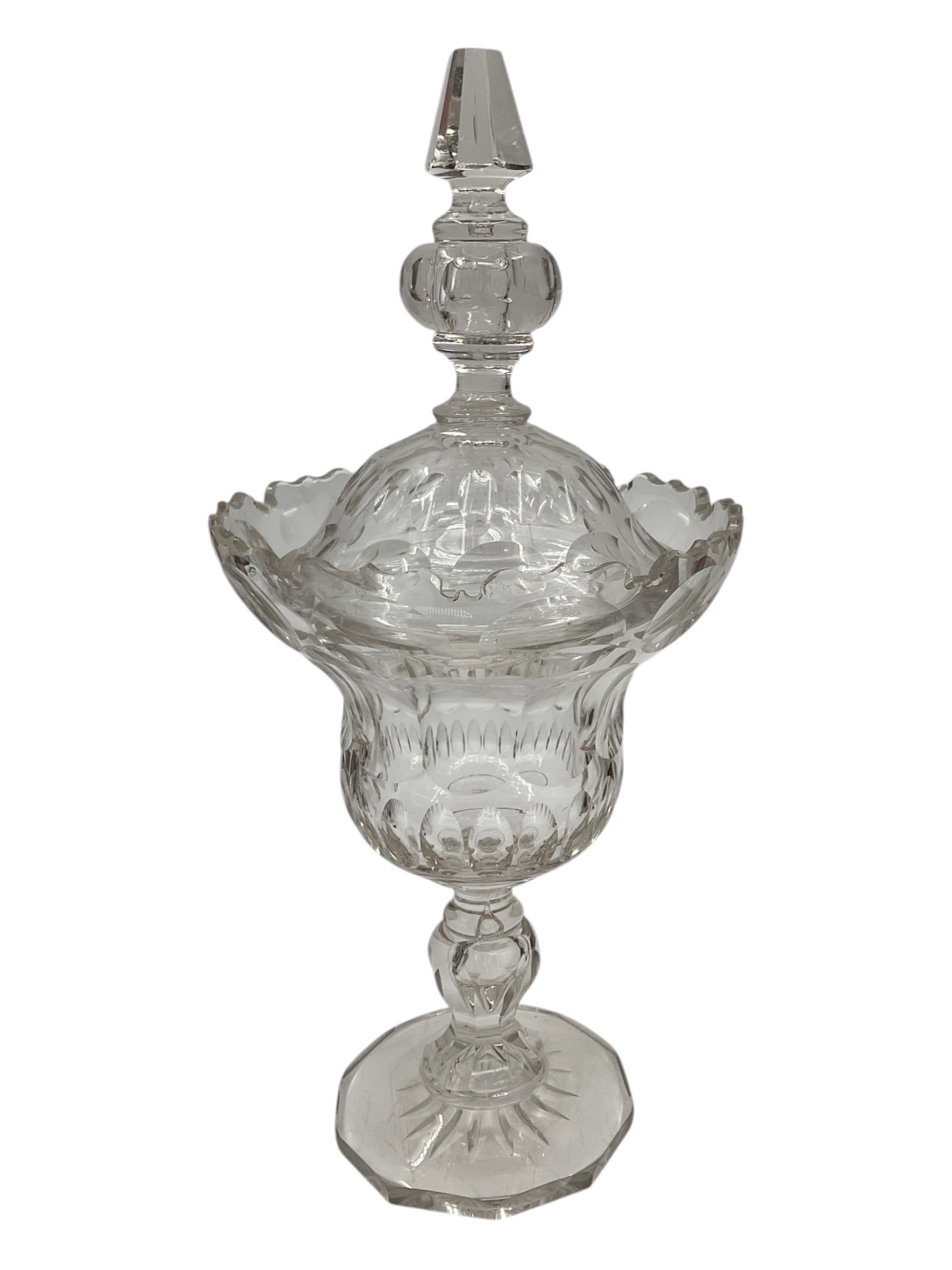 Covered Cut Glass Pedestal Compote (1 of 2)