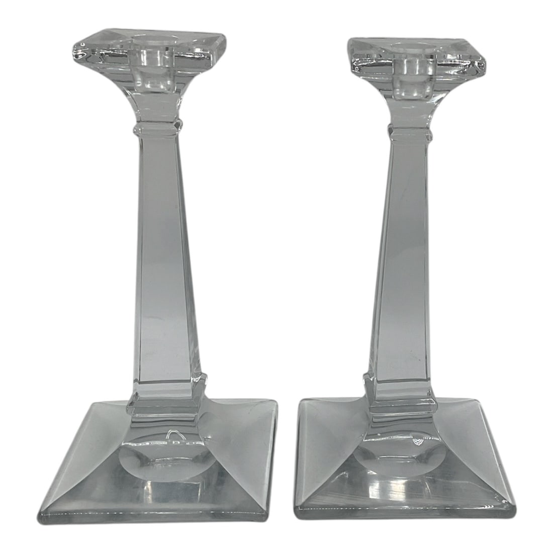 Pair of Modern Clear Glass Candlesticks (1 of 3)
