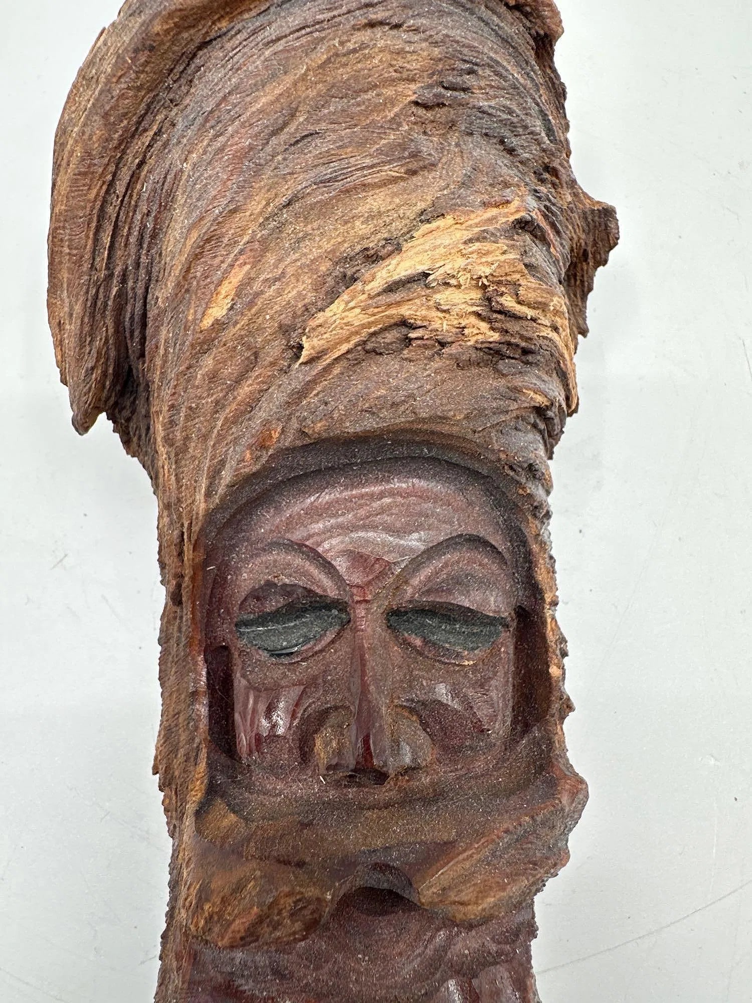 Rustic Tree Bark Face Carving - 2