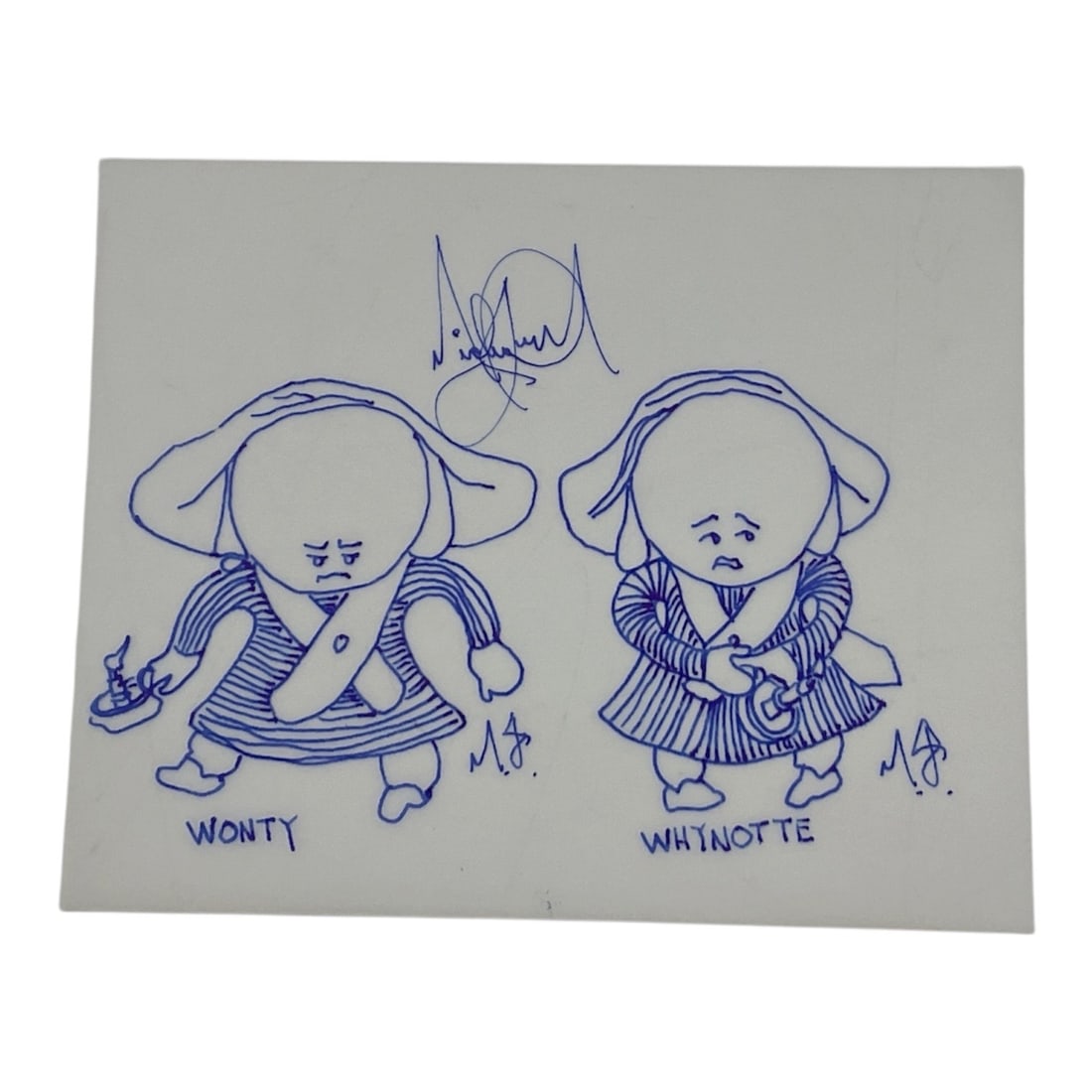 Original "Goop" Drawing by Michael Jackson: "Wonty & Whynotte" Medium: Ink Drawing Dimensions: 5in x 4in Original one of a kind set of 54 drawings by the king of pop Michael Jackson. These drawings were made by Mr. Jackson after h