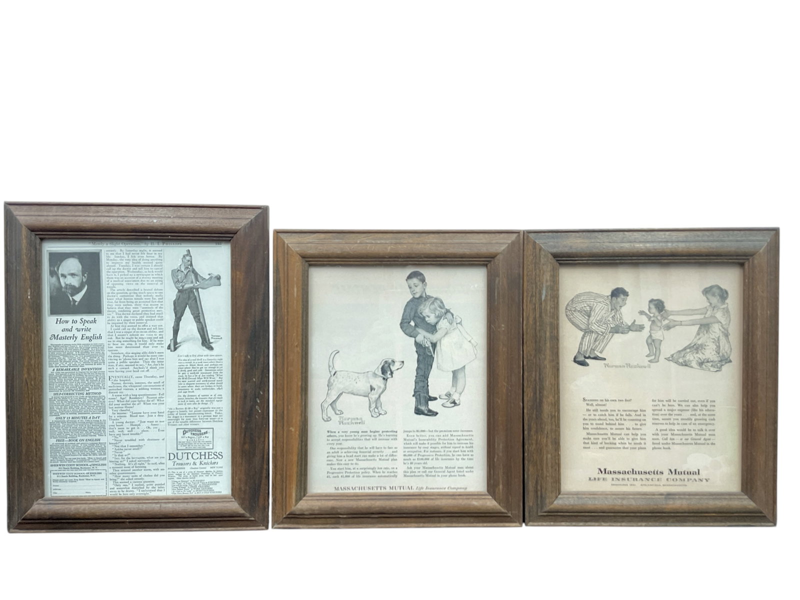 "Dutchess Trousers & Massachusetts Mutual" by Norman Rockwell (United States, 1894-1978) Trio (3) of (1 of 2)