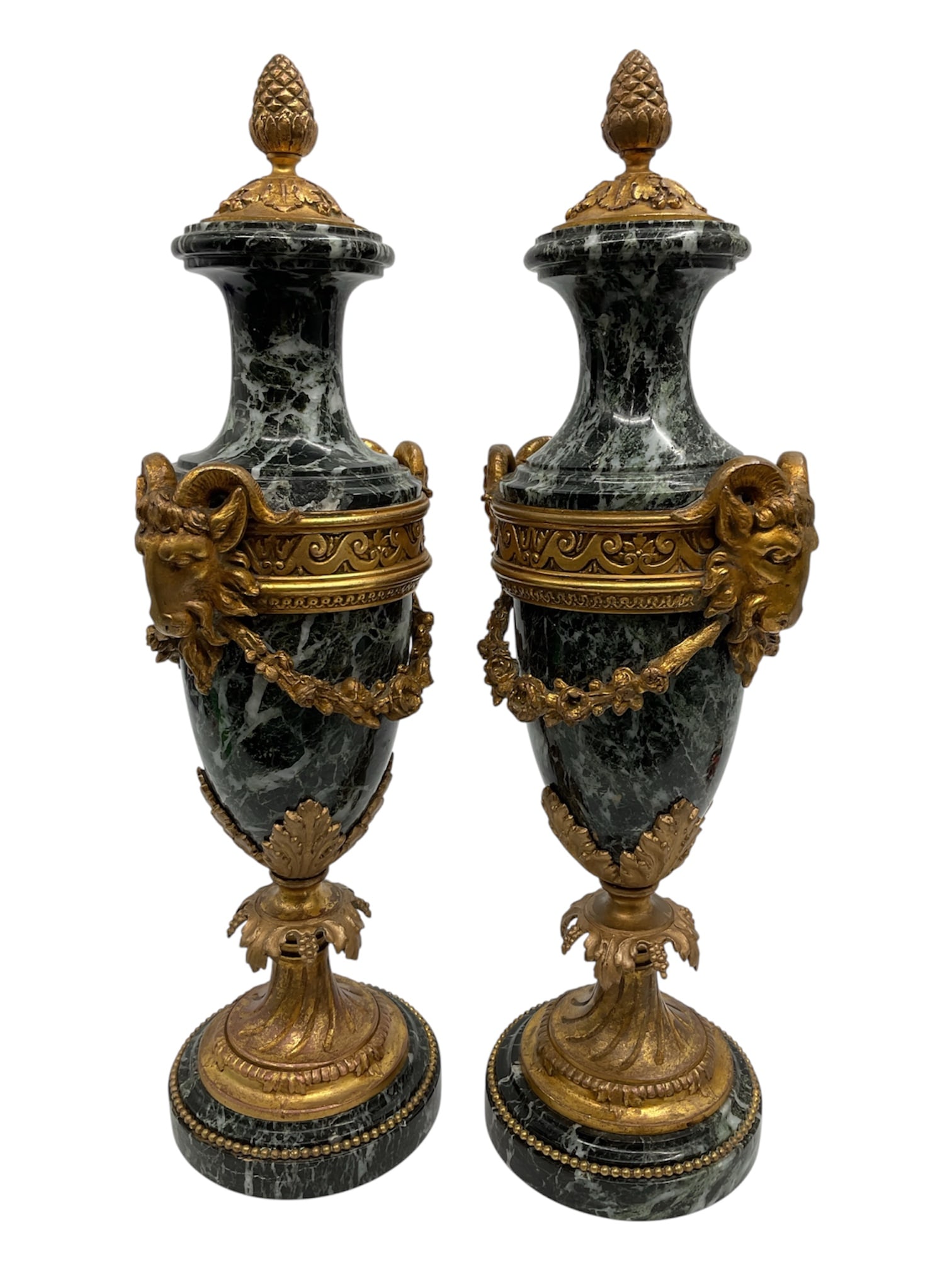 Pair of French Louis XVI-Style Gilt Bronze Mounted Marble Urns, 19th Century (1 of 15)