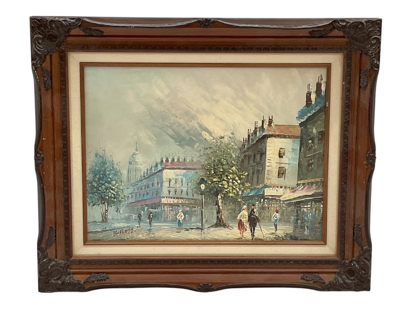 "Parisian Street Scene" by Caroline Burnett (United States, 1877-1950) Oil on Canvas. (1 of 4)