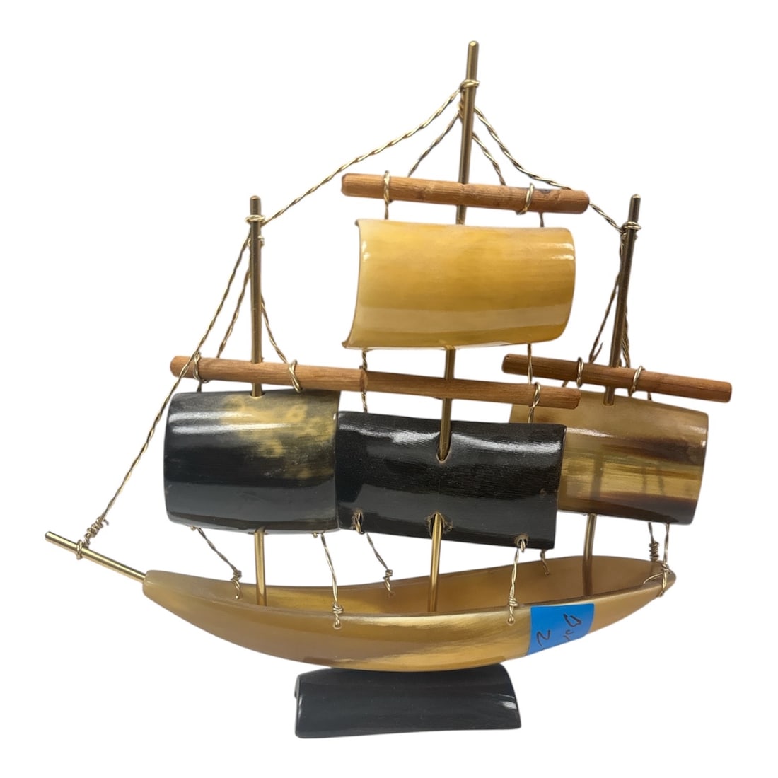 Vintage Mid-Century Modern Handcrafted Bull Horn Sailing Ship Sculpture (1 of 2)