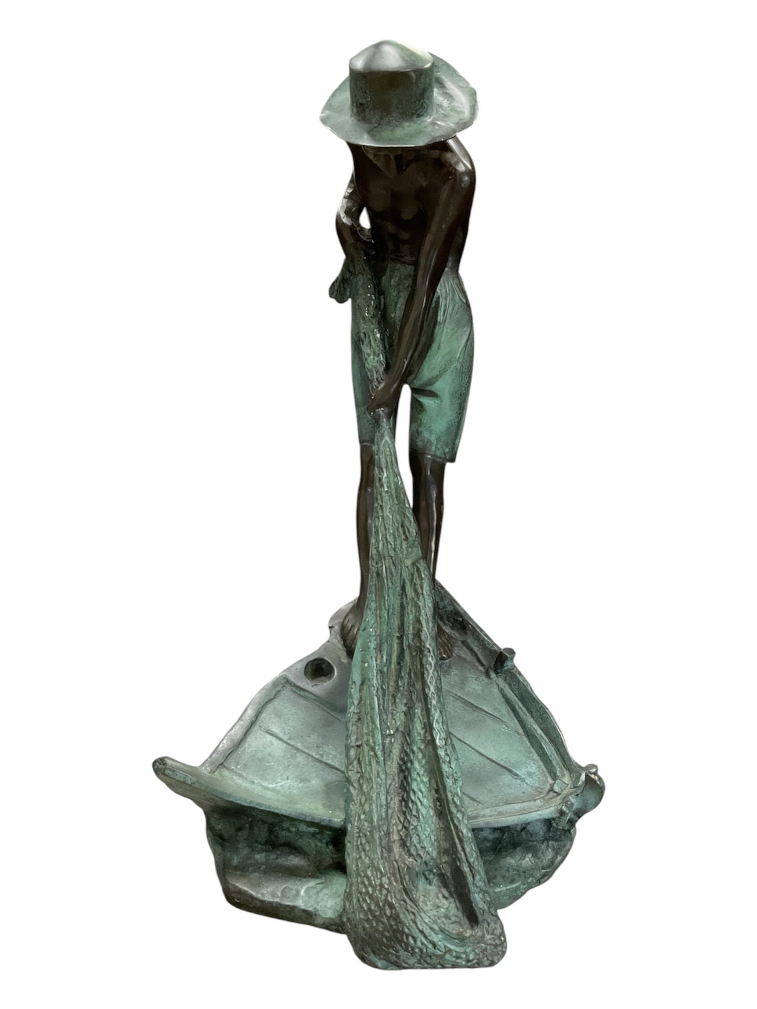 Art Deco Fisherman with Net Bronze Sculpture, Susse Frères Foundry (Paris)