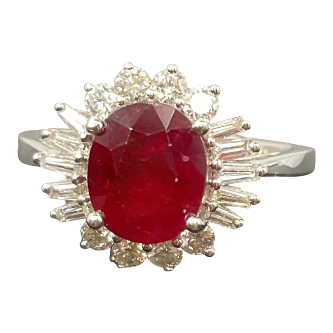 Oval Cut Ruby and Diamond Ring in Platinum (1 of 10)