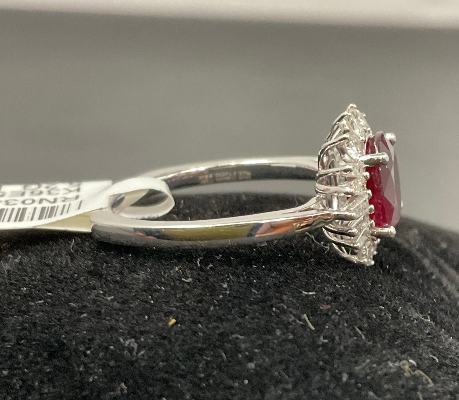 Oval Cut Ruby and Diamond Ring in Platinum - 4