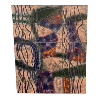 "Danza (Dance)" by Victoria Carrasco (Ecuadorian, b. 1941) Original Enamel on Copper: Created in 2006, "Danza" is a sophisticated example of the technical and aesthetic mastery of Vic