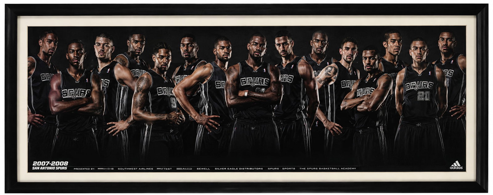 Miami Heat "Back in Black" 2011–12 Team Promotional Print: Framed panoramic promotional print titled "Miami Heat: Back in Black," featuring the 2011–12 Miami Heat