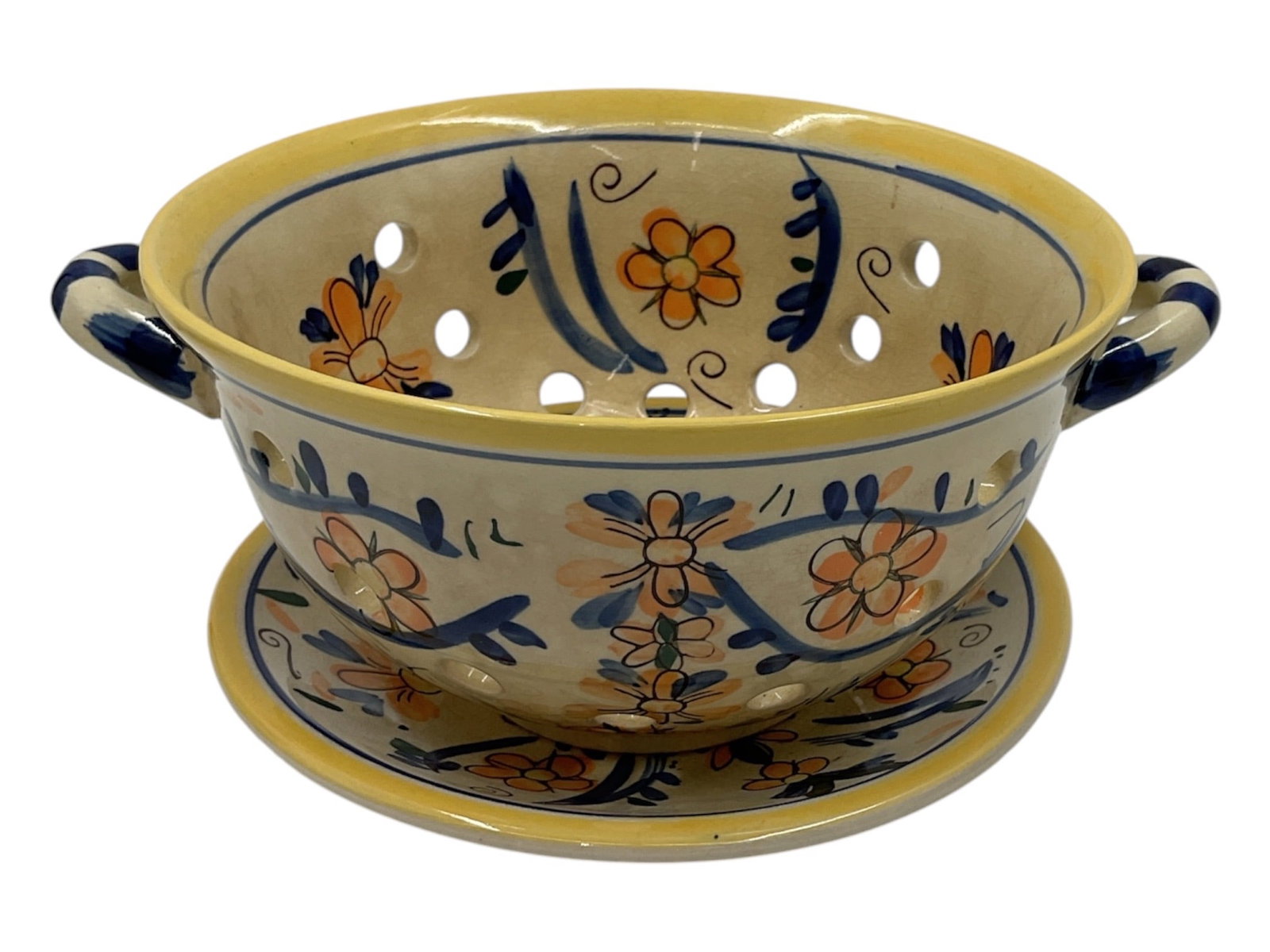Lillian Vernon Hand-Painted Ceramic Berry Bowl with Underplate (1 of 4)