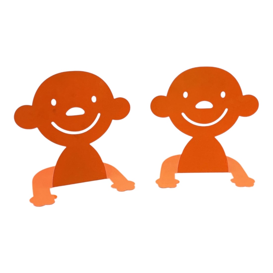 Pair of Contemporary Orange Metal Smiley Face Bookends (1 of 4)