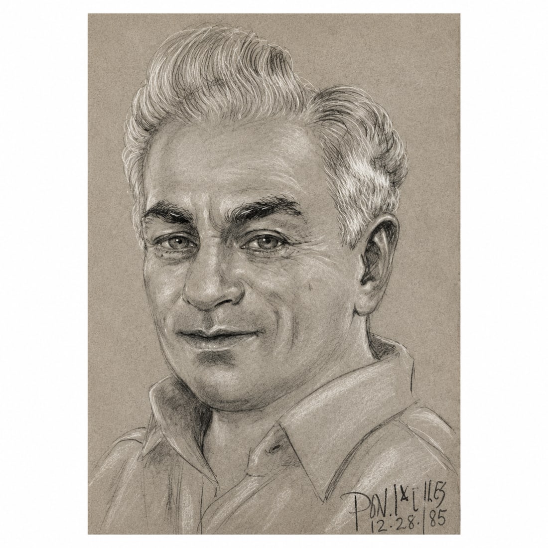 P. Clobus Signed Graphite Portrait Drawing Dated 1990 - 2